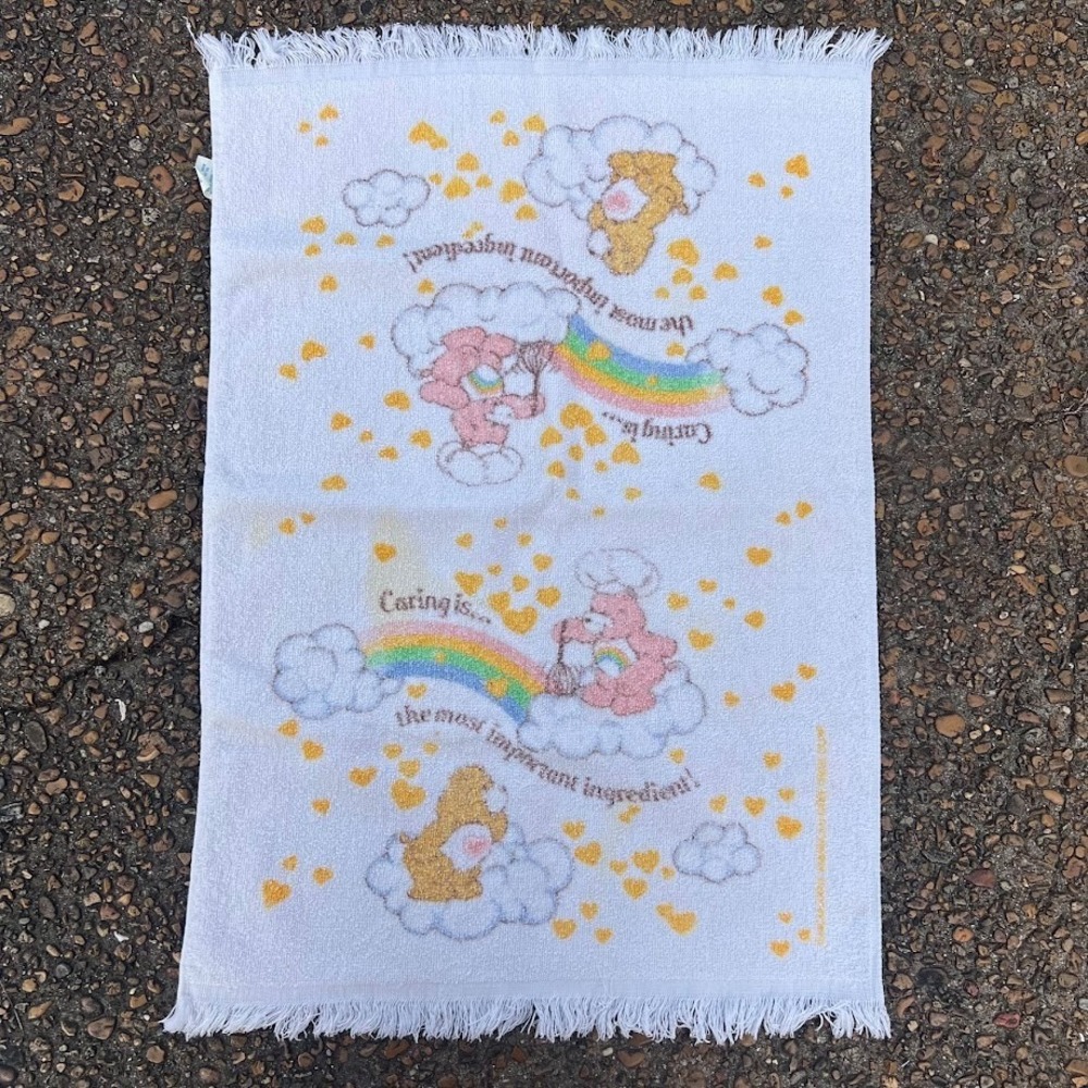 Vintage American Greetings Care Bears‎ Fringe Kitchen Dish Towel Made in USA
